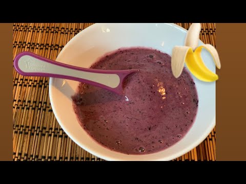 Blueberry and banana baby fruit purée best for babies 5 months and above babies