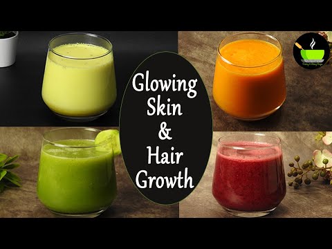 4 Healthy Juices For Glowing Skin & Hair Growth | Drink for Healthy Hair Skin & Nails |Morning Juice